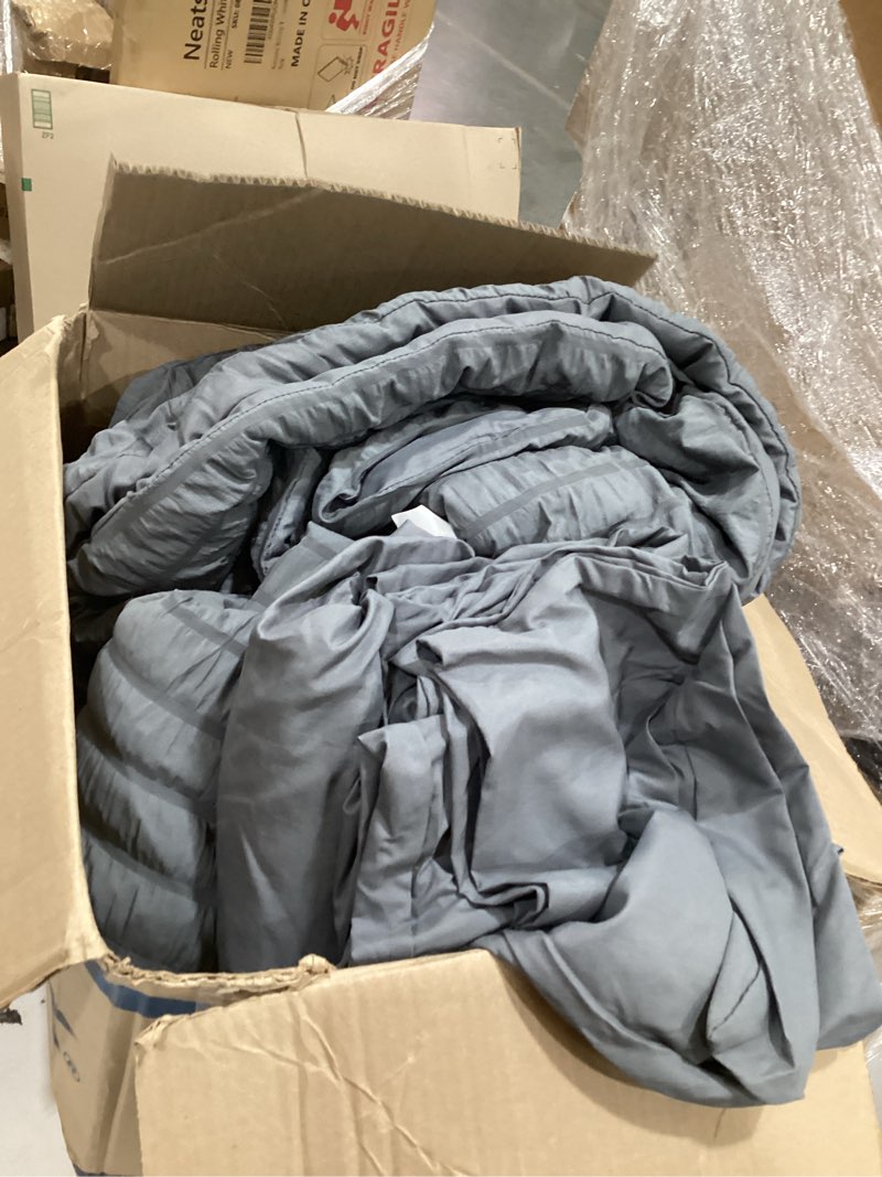 Condition photo showing Good Condition for hymokege queen comforter set seersucker 7 pieces, all season luxury bed in a bag for bedroom, bedding set with comforters, sheets, pillowcases & shams, dark grey queen(88"x 88") dark grey