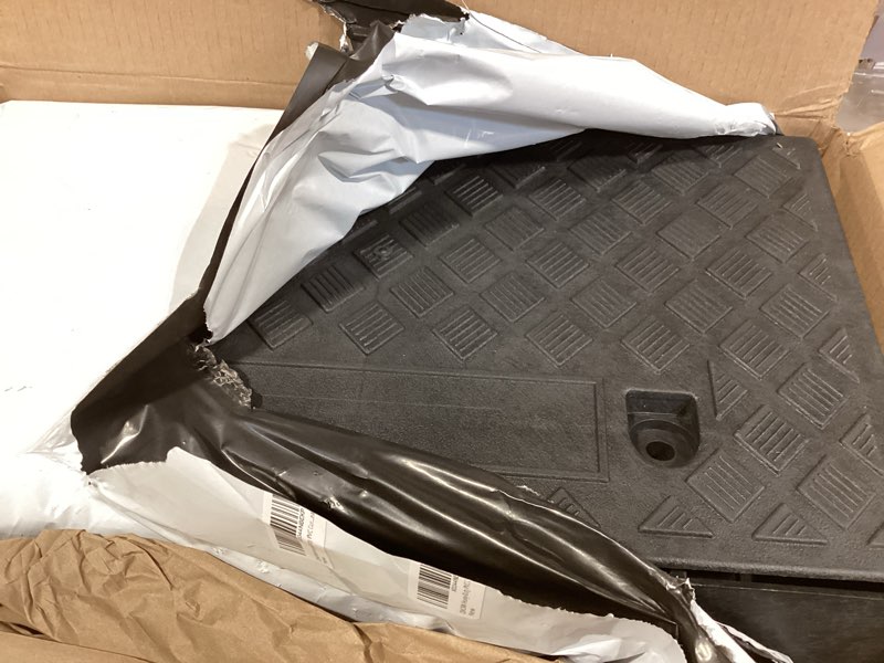 Condition photo showing Good Condition for qwork pvc curb ramp 2 sets, 19.2" l x 10.6" w x 3.54" h for wheelchairs, motorcycles, and vehicles, 2000lbs load capacity, all-weather, textured surface