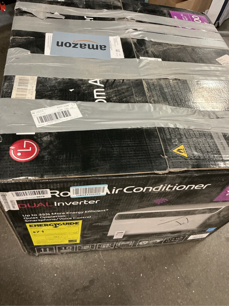 Condition photo showing As Is for lg - 14,000 btu smart window air conditioner 700 sq. ft. - white