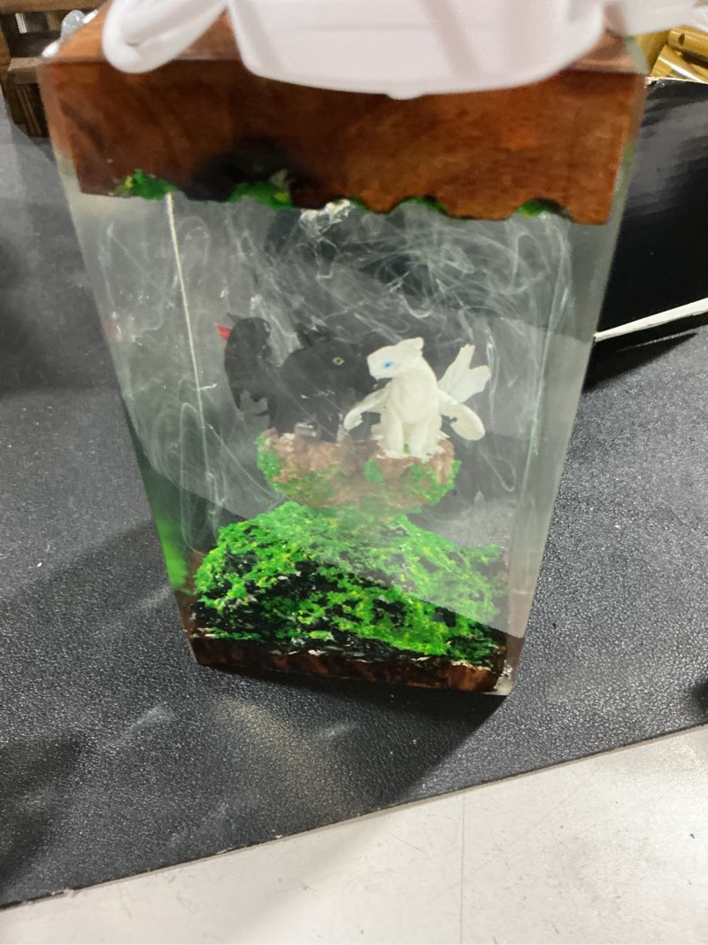 dragon resin lamp – resin art night light with 16 color led, usb powered dragon desk lamp with woode