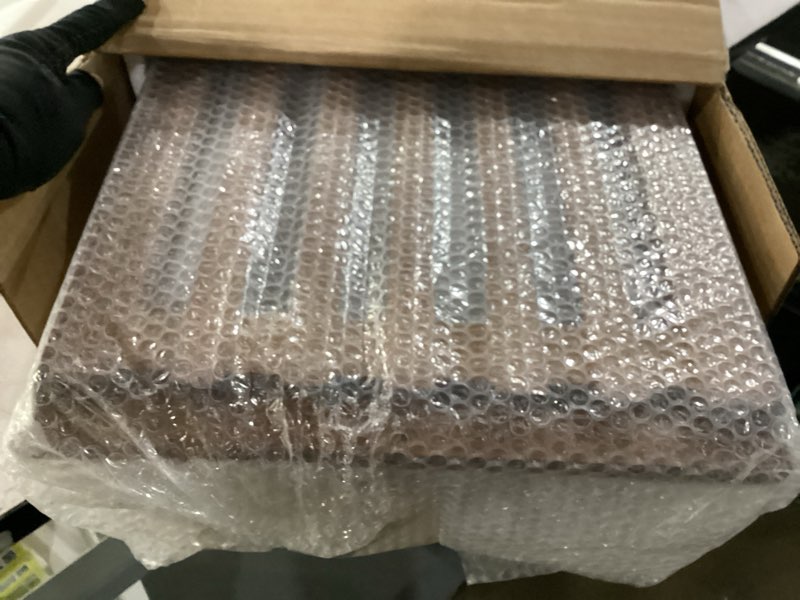 Condition photo showing New/Like New for 39.4in Shoe Bench with 2 Side Holder, 3 Tier Bamboo Entryway Bench with Storage, Shoe Rack Bench Organizer with Cushion for Entryway Hallway Living Room, Holds up to 330lbs Nut-brown 39.4 inch