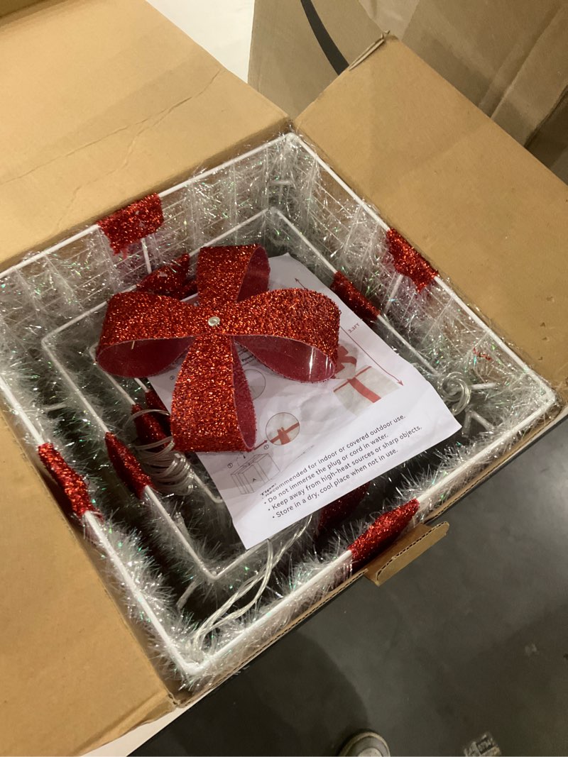 SANHSEHOME Set of 4 Lighted Gift Boxes, 3.3FT 70 LED Stackable Light Up Present Boxes for Christmas 