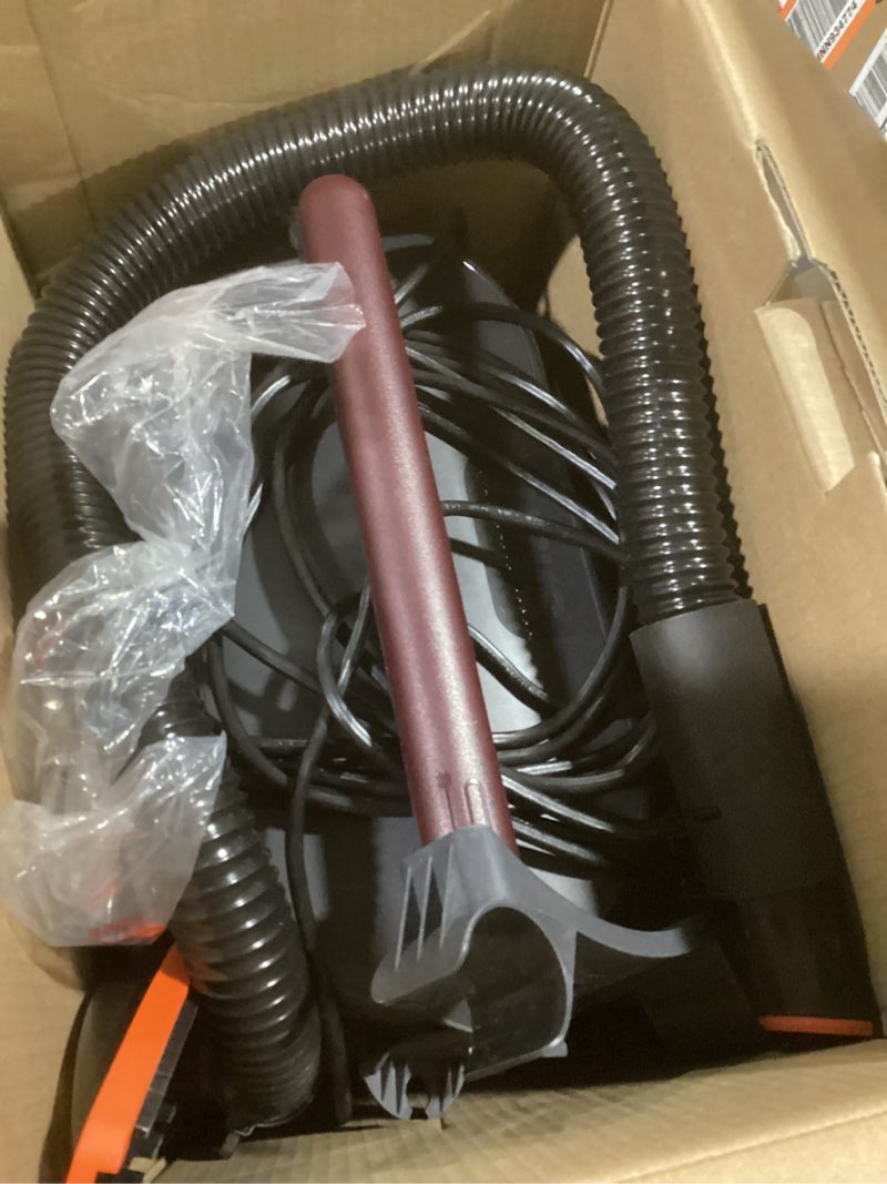 Condition photo showing As Is for shark messmaster portable wet dry vacuum, 1 gallon capacity, true grip accessory suite, corded, perfect for pets & cars, ultra-powerful suction for tough wet & dry messes, burgundy, uv105 messmaster premium