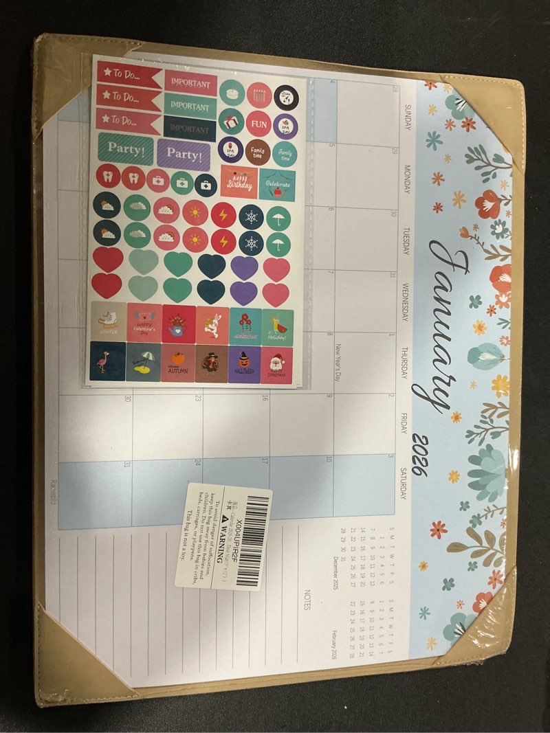 Condition photo showing Good Condition for Calendar 2025-2026, Monthly Desk Calendar from July 2025 to December 2026, 17" x 12", Large Desktop Calendar Monthly, Perfect for Home or Office, Floral (Apricot with Desk Mat(15" x 12"?)