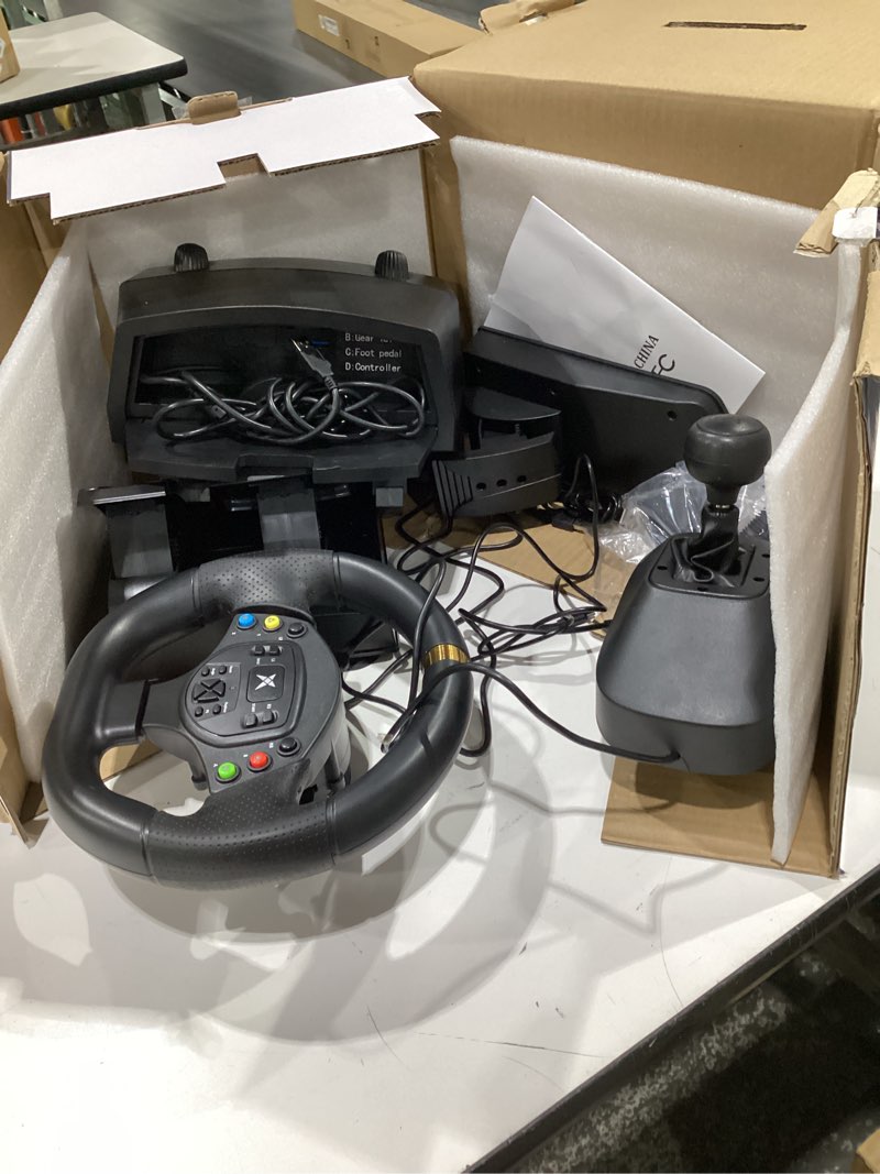 Condition photo showing Good Condition for (NOT TESTED) DOYO Gaming Steering Wheel with Pedals and Shifter, 1080° Degree Racing Wheel, Vibration Feedback, Paddle Shifters Driving PC Steering Wheel for PS4, Xbox One, Xbox Series X/S, PS3, Switch Black - 1080° Racing Wheel