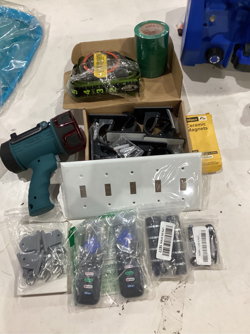 Condition photo showing As Is for assorted home improvement lot (small tools, screw, home accessories, etc.)