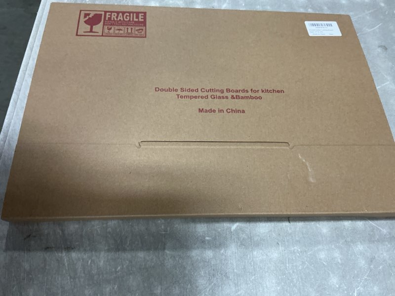 Condition photo showing New/Like New for 2-In-1 Bamboo & Tempered Glass Cutting Board - Non Toxic Chopping Board for Kitchen with Juice Groove, Non-Slip and Easy to Clean,Double-sided usable(Large-17"L x 12"W) Yellow-Large