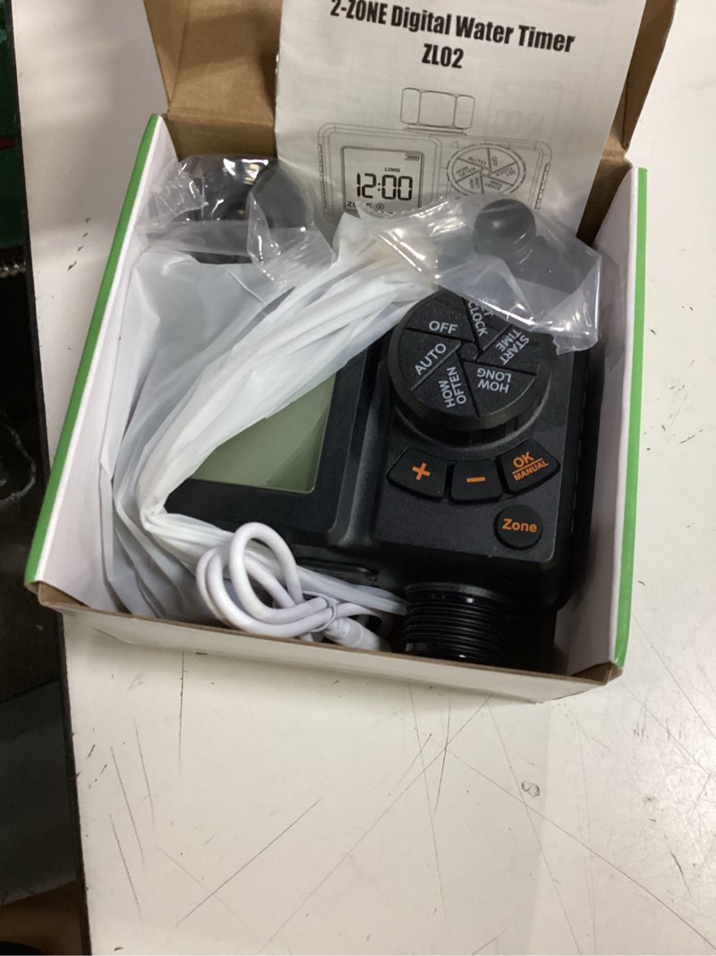 Condition photo showing Good Condition for mixc rechargeable 2-zone water timer, full-body ipx6 sprinkler timer - over one year runtime - save water & money, drip irrigation controller with rain delay/manual/auto modes for garden, lawn, yard