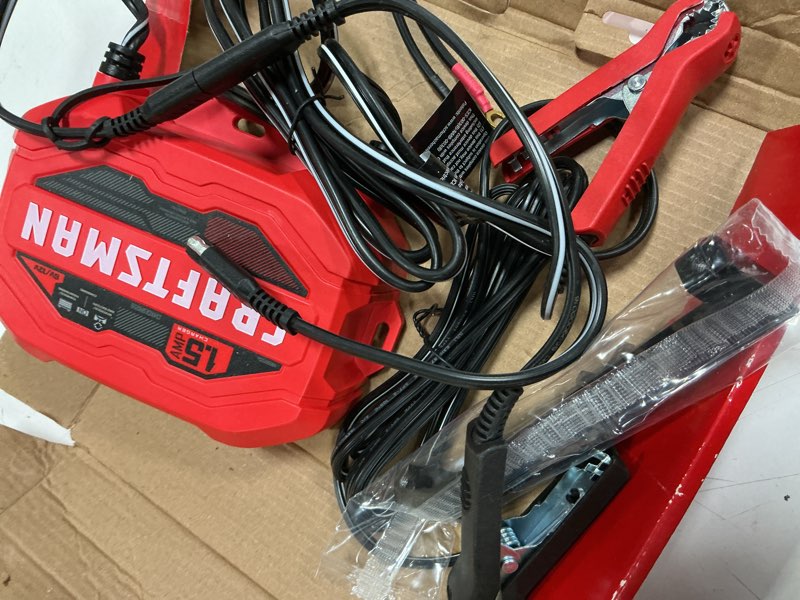 Condition photo showing As Is for CRAFTSMAN 3-in-1 Fully Automatic Automotive Battery Charger, Maintainer, and Desulfator, CMXCESM259, 1.5 Amps, 6 Volt & 12 Volt, for Power Sport, Motorcycle, Car, and Boat Batteries