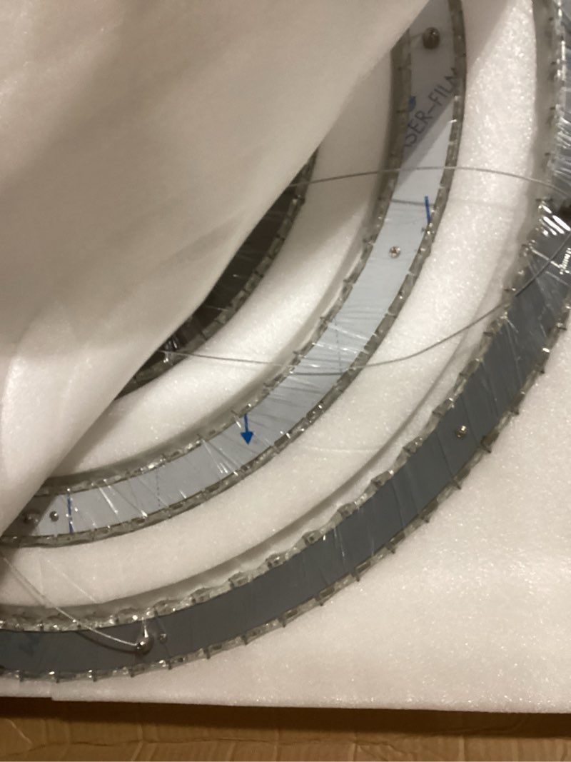 Condition photo showing Good Condition for Dimmable Modern LED Chandelier with Remote 4 Ring Pendant Light Crystal Chandeliers for Dining Room Bedroom Living Room,3 Colors Adjustable,Dia7.9-11.8"-15.7"-19.7",79 W