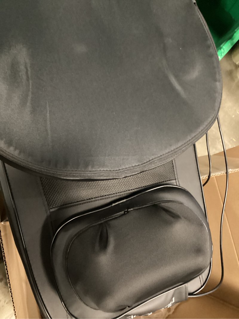 Condition photo showing As Is for Bathrena 5-in-1 Back Massager with Heat,Full Back Shiatsu & Rolling, Massage Seat Cushion with Adjustable Intensity, Car & Home Use, Wired Remote, Gray.
