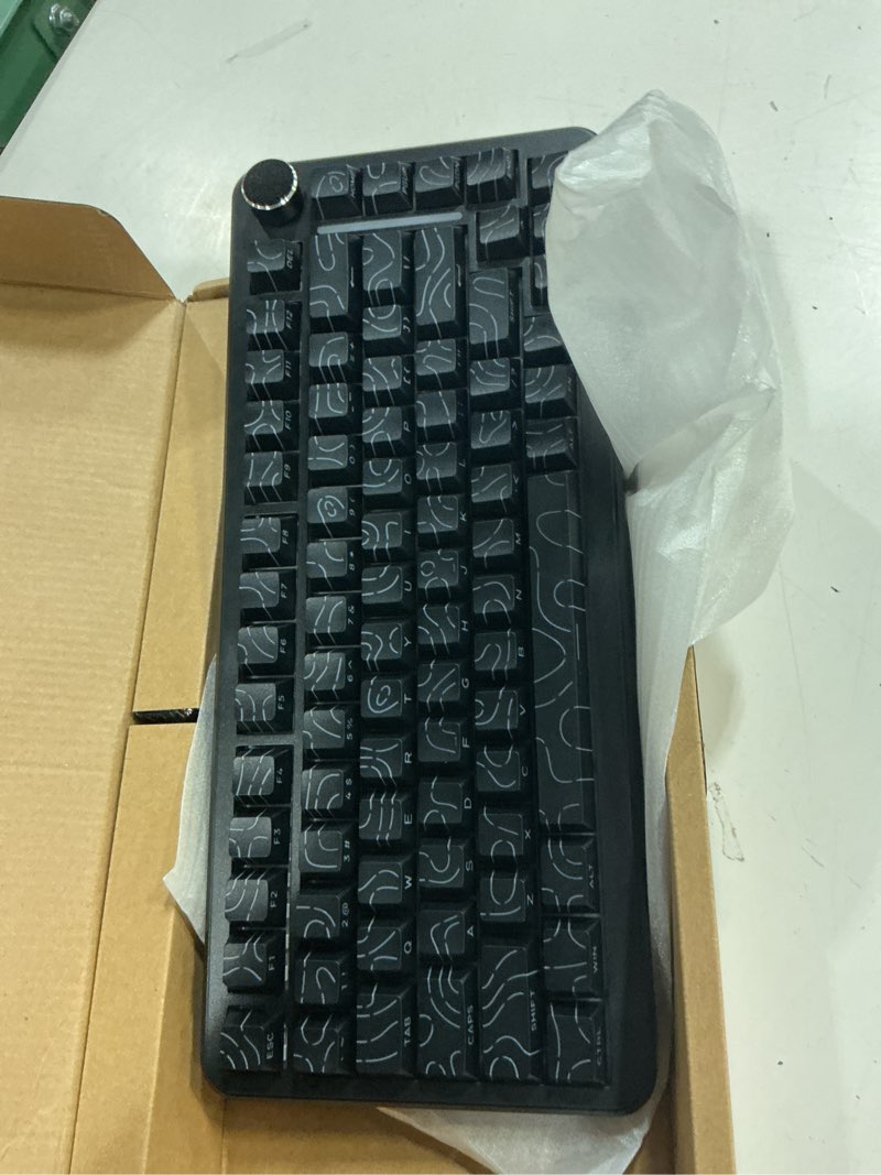 Condition photo showing New/Like New for mechanical keyboard 75%, hot swappable keyboard, wireless gaming keyboard, 2.4g/usb-c/bt5.0, gasket mount with side double shot pbt keycaps, win/mac, black