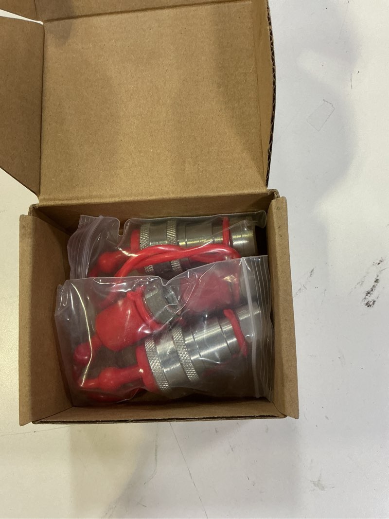 Condition photo showing Good Condition for 1/4" NPT ISO 7241-B Hydraulic Quick Connect Couplers/Couplings w/Dust Caps,1/4” Body Size + 1/4” NPT Thread Poppet Valve