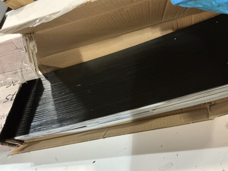 Condition photo showing Good Condition for yun-aeon black peel and stick floor tiles 36-pack 54 sq ft black stripe self adhesive wood grain planks removable vinyl flooring art deco for bedroom living room 36in×6in black 36