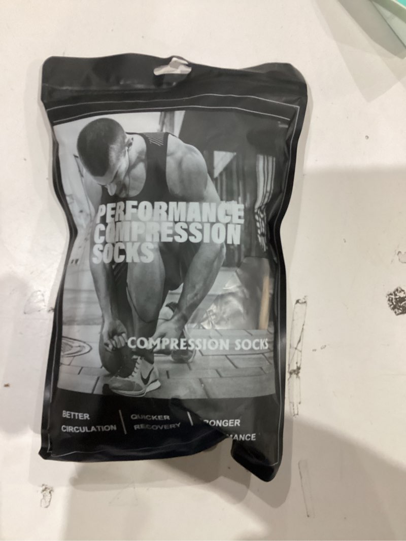 Condition photo showing New/Like New for bropite Zipper Compression Socks Women & Men - 2Pairs Calf Knee High 15-20mmHg Open Toe Compression Stocking suit for Walking Large-X-Large Black/Beige Copper Open Toe