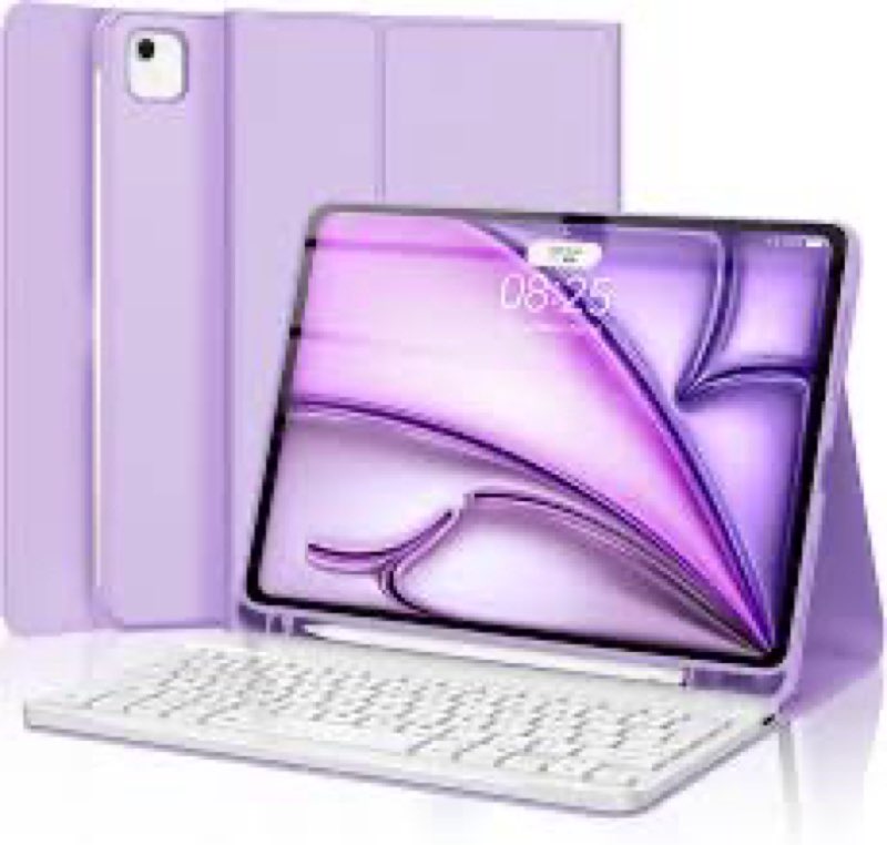 D DINGRICH iPad Air 11-inch M2 Case with Keyboard 2024, Smart Folio Leather Cover with Pencil Holder for iPad 6th Gen, Rechargeable, Magnetic Wireless Keyboard for iPad Air 11” 6th Gen, (Black)