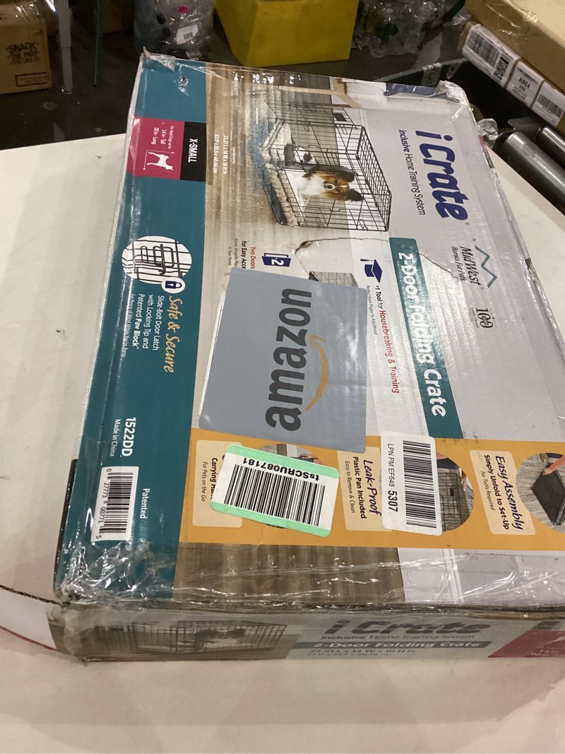 Condition photo showing Good Condition for MidWest Homes for Pets 22-Inch Two-Door iCrate Folding Dog Crate with Divider Panel, Leak-Proof Tray & Secure Latches – Metal Wire Kennel for XS Breeds – Portable, Durable & Easy to Assemble 23.0"L x 14.0"W x 16.2"H Black