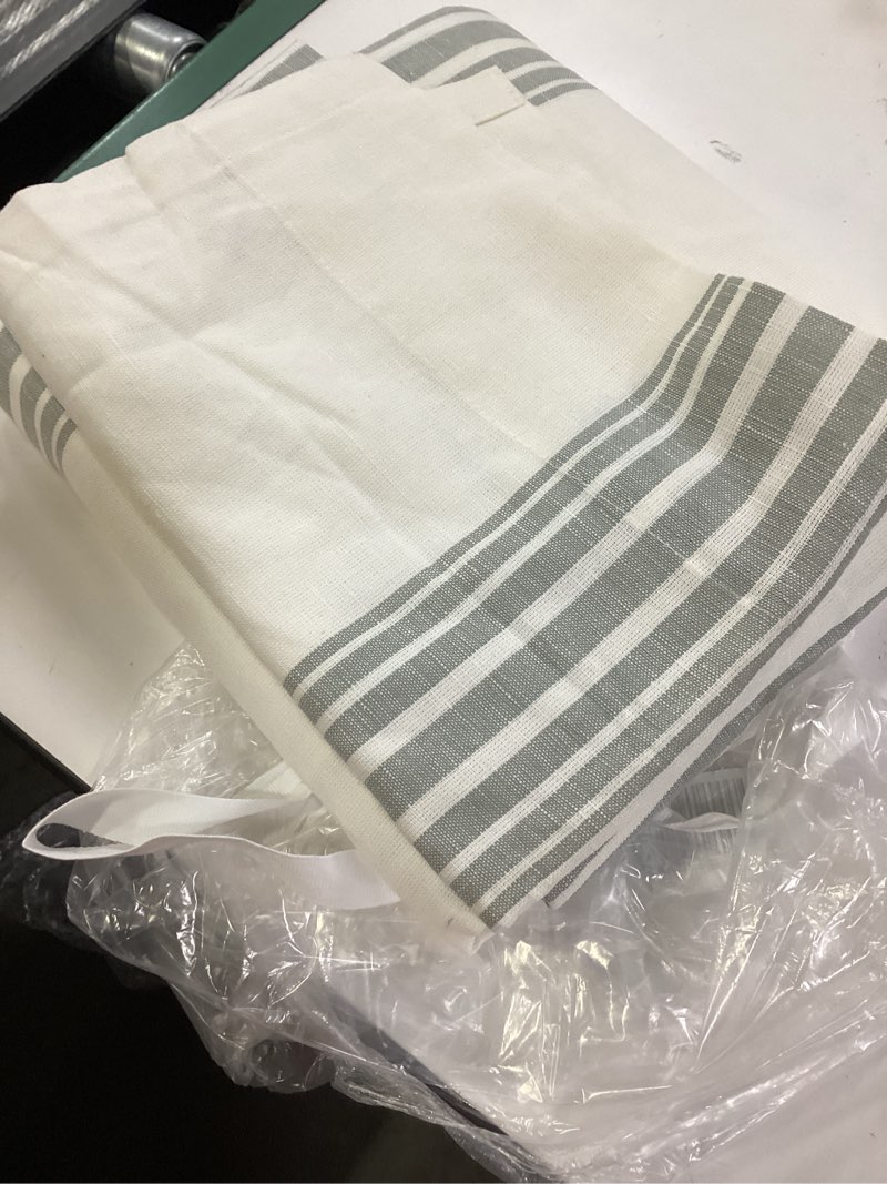 Condition photo showing Good Condition for coastal stripe linen cotton room darkening curtain - single panel size: 48x96 1 panel