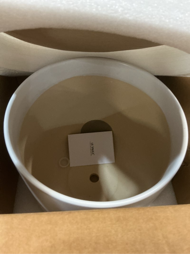 Condition photo showing New/Like New for le tauci 12 inch pots for plants, ceramic large planters for indoor plants, indoor plant pots for home garden patio office, planter pots with drainage hole and rubber plug, white white 12 inch