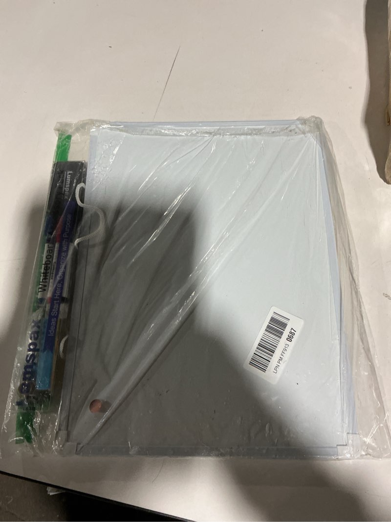 Condition photo showing As Is for Small Dry Erase Board for Wall, 16" x 12" Double-sided Hanging Whiteboard, Dry Erase White Board with 3 Markers, 4 Magnets and 3 Mini Sticky Notes, Portable Whiteboard for Home, Office, School 12"W x 16"H
