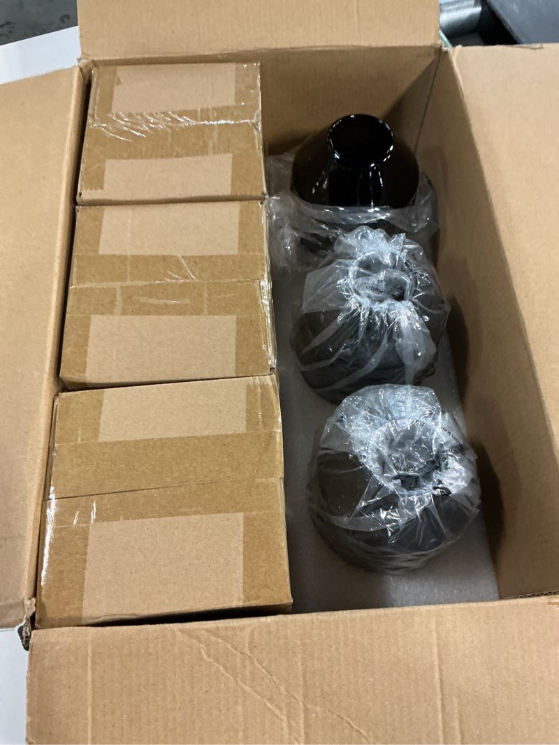 Condition photo showing New/Like New for 3-Pack Black Pendant Light Fixtures, Adjustable Modern Pendant Lights for Kitchen Island, Industrial Glass Pendant Lights for Dining Table Hallway Bedroom Living Room Black—Cord 3 Packs