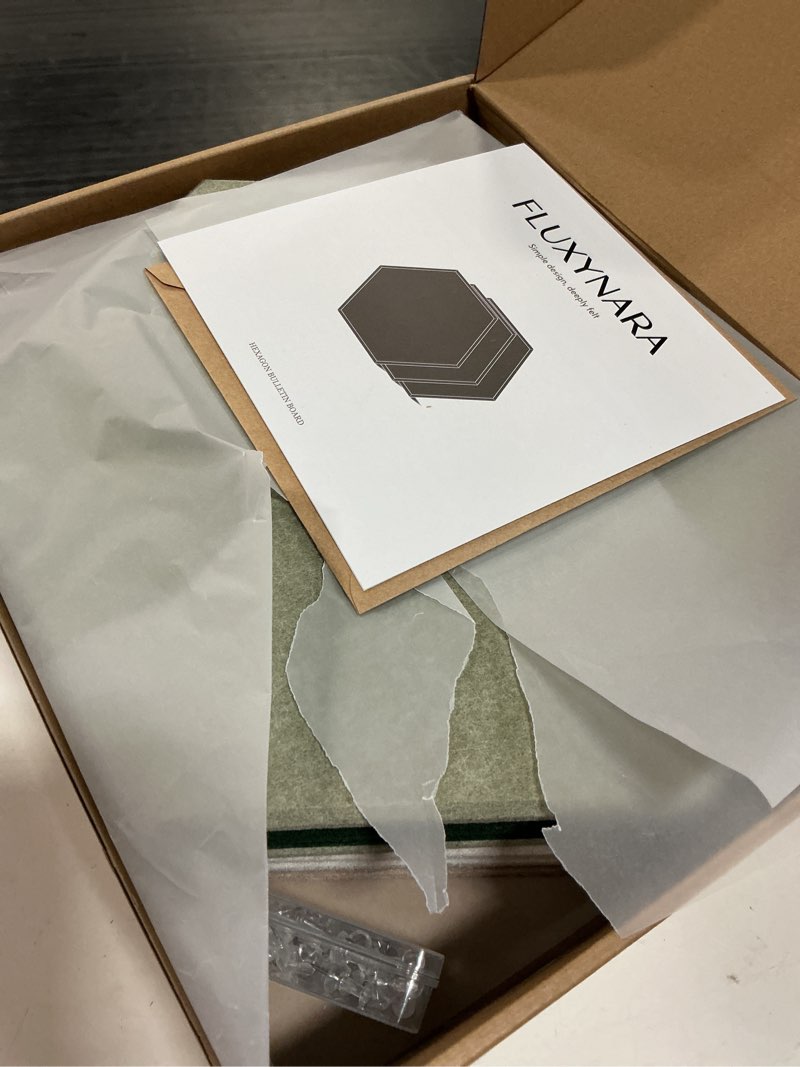 Condition photo showing Good Condition for fluxynara hexagon cork board alternative for walls decor-8-pack felt bulletin board tiles,with 30 pushpins,70 adhesive tabs for office,classrooms & home pin board felt board-nordic moss nordic moss 8-pack