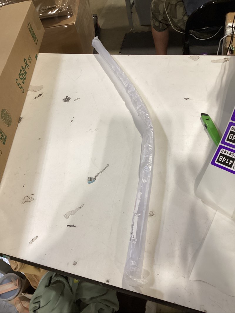 Condition photo showing As Is for frameless shower door bottom seal shower sweep with drip rail for 3/8" glass,36" long, vinyl, clear for 3/8" glass bottom seal