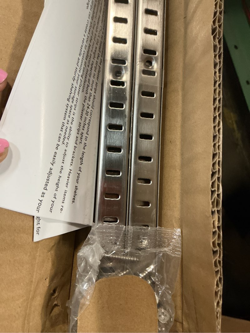 Condition photo showing Good Condition for adjustable shelf bracket 40 inch 8 pack silver shelf pilaster strips shelf rail shelf track adjustable wall shelves shelf standards and supports for cabinet closet organization silver-40 inch 8pcs pilaster
