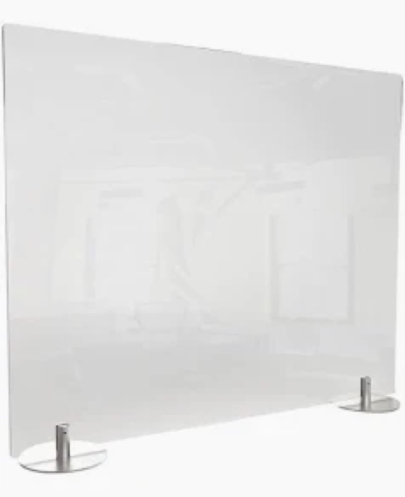 GOOFCXO 4 Pcs Desk Divider Privacy Panel 23.6 x 15.8 Inch Counter Desk Acrylic Panel Holder Free Sta