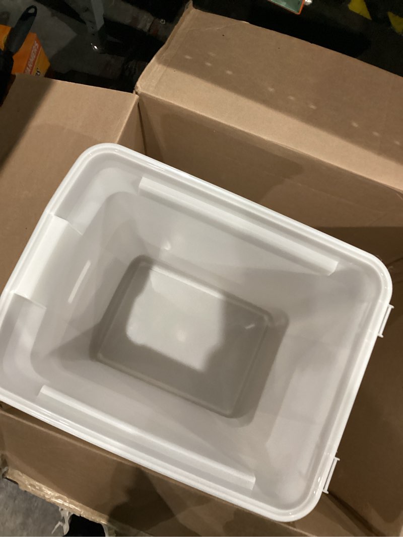 Condition photo showing As Is for iris usa dog food storage container 58 lbs, attachable wheels, for dog cat birds and other pets, food storage bin, keep fresh, easy mobility, bpa free - made in the usa, almond/pearl 58 lbs almond/pearl