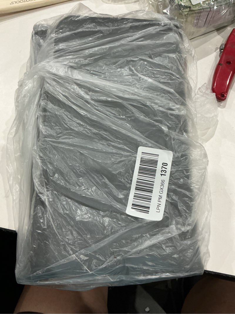 Condition photo showing Good Condition for washing machine drain pan silicone mat?27 x 27 inchnon-slip waterproof washer drip tray?with raised edge washing machine silicone mat, floor leak protector for laundry room (gray)