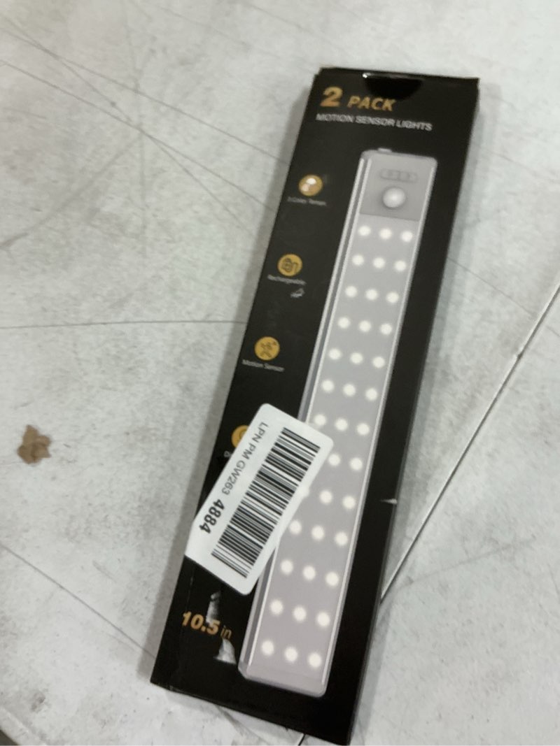 Condition photo showing New/Like New for 10.5" under cabinet lighting, wireless motion sensor light indoor with 3 color temps, magnetic closet light, dimmable led light, rechargeable under counter lights for kitchen, bedroom, stair, 2 pack 3 color light 10.5 inch