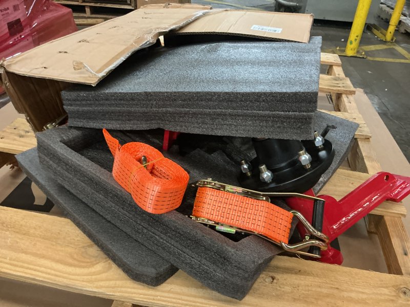 Condition photo showing As Is for 2 pack shipping container wheels 8-lug kit, heavy-duty shipping container axles with ratchet tie down for up to 40ft containers 8 lug