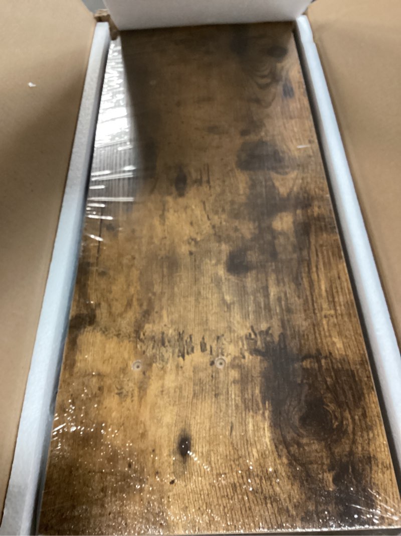 Condition photo showing Good Condition for QEEIG Floating Shelves for Wall 23.6" Long - Wall Mounted Shelf Bathroom Kitchen Living Room Bedroom Farmhouse Home Decor Display Bookshelf Large 23.6 x 9.3 inch Set of 2, Rustic Brown (008-60BN) 23.6" A. Brown