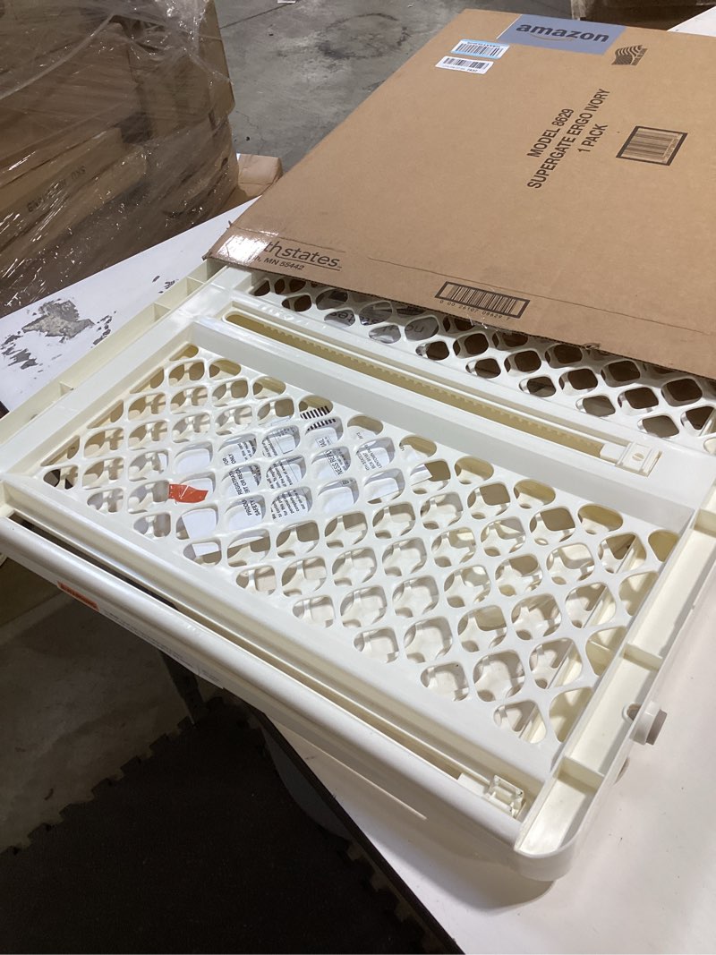 Condition photo showing Good Condition for toddleroo by north states - supergate ergo baby gate: plastic baby gate for stairs & doorways - adjustable indoor safety gate - made in usa - 26 to 42 inches wide - 26 inches tall - ivory