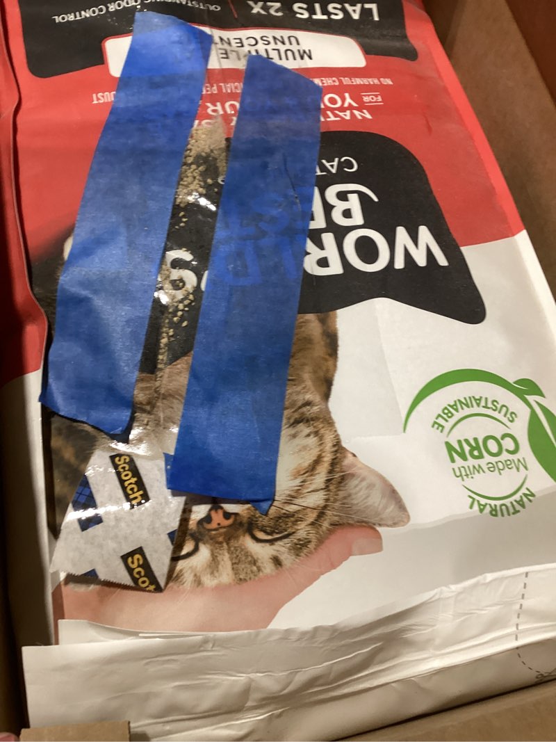 Condition photo showing Good Condition for WORLD'S BEST CAT LITTER Multiple Cat Unscented, 32-Pounds - Natural Ingredients, Quick Clumping, Flushable, 99% Dust Free & Made in USA - Long-Lasting Odor Control & Easy Scooping