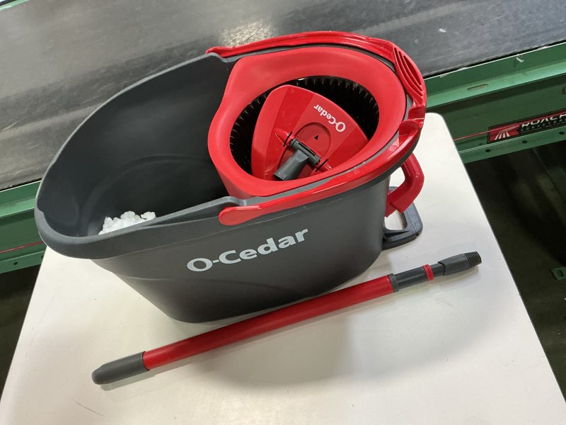 Condition photo showing As Is for O-Cedar EasyWring Microfiber Spin Mop, Bucket Floor Cleaning System, Red, Gray, Standard
