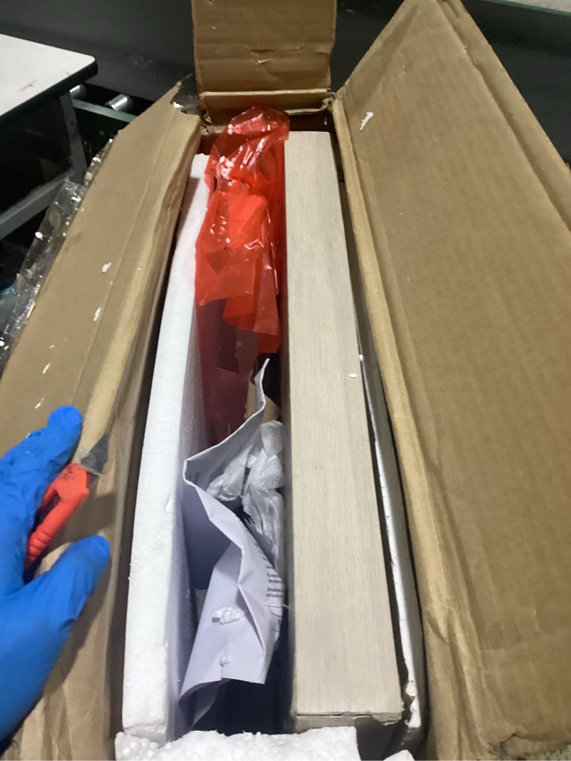 Condition photo showing As Is for Henn&Hart 48" Fluted Low-Profile Rectangular Coffee Table with Ribbed Base for Living Room, Family Room, or Office, Beech White Beech White 48" Wide