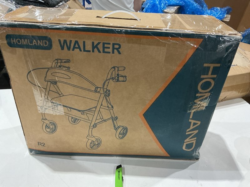 Condition photo showing Good Condition for homland foldable rollator walker with seat for seniors, 16" enlarged seat
