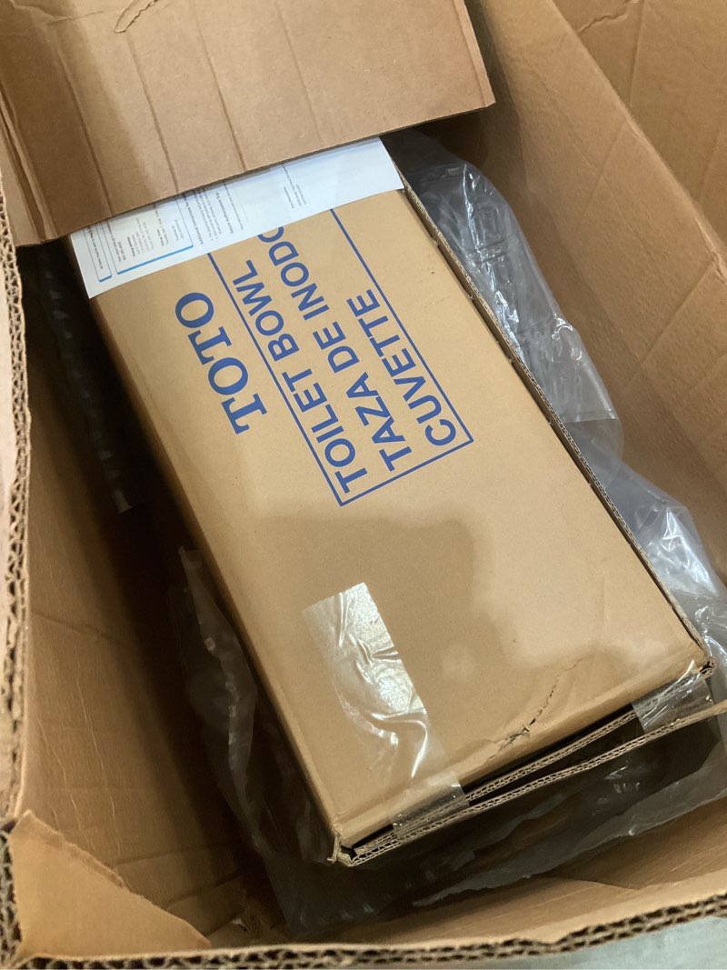 Condition photo showing As Is for toto drake two-piece elongated 1.6 gpf universal height tornado flush toilet with cefiontect, cotton white - cst776csfg#01