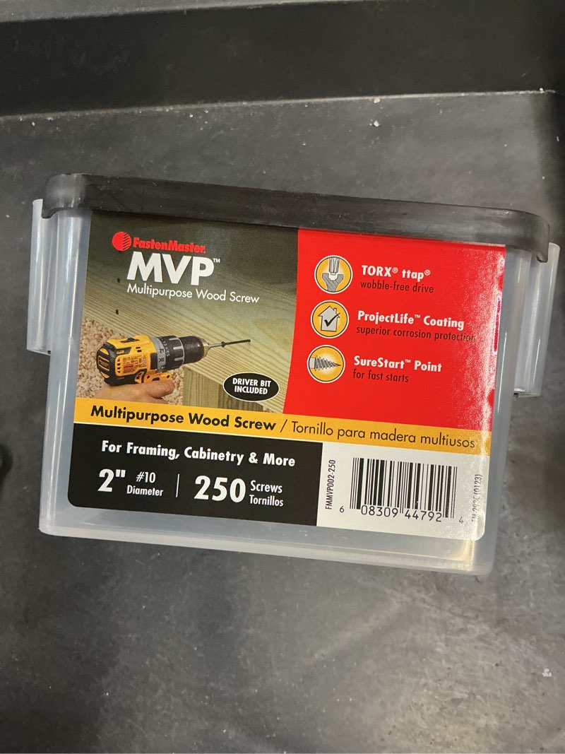 Condition photo showing New/Like New for fastenmaster #10 x 2 in. torx ttap drive suresink flat head mvp multi-purpose wood screw (250-pack)