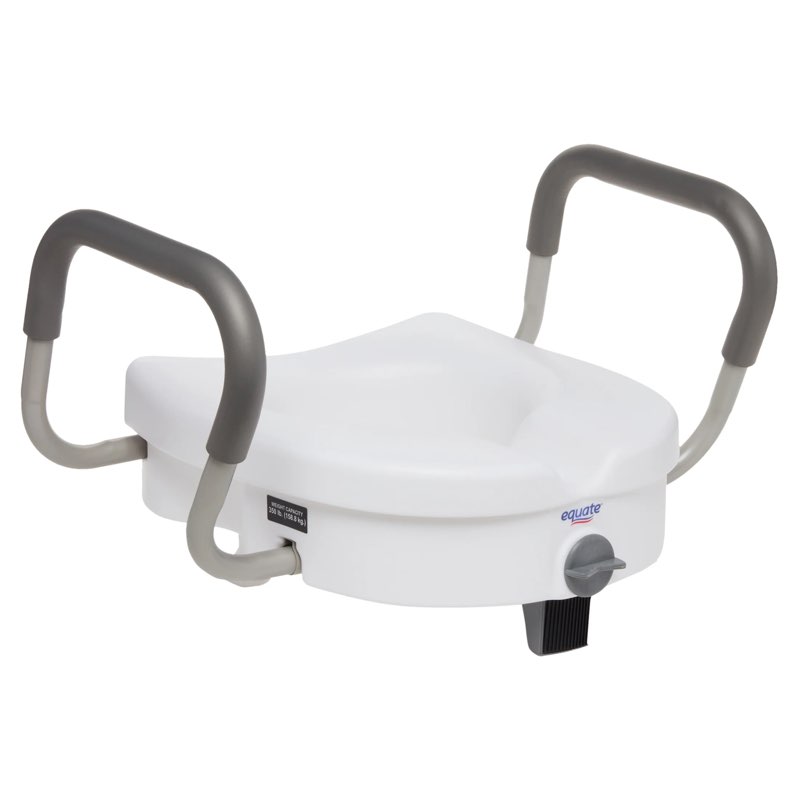 Equate 5" Raised Toilet Seat with Adjustable Handles and Lock, White, 350 lb Weight Capacity