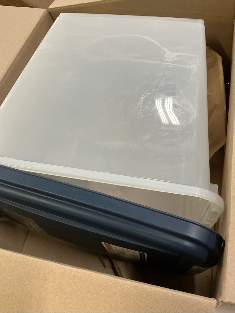 Condition photo showing Good Condition for iris usa airtight dog food storage container, up to 30 lbs, attachable wheels, for dog cat bird and other pet food storage bin, keep fresh, easy mobility, bpa free, navy