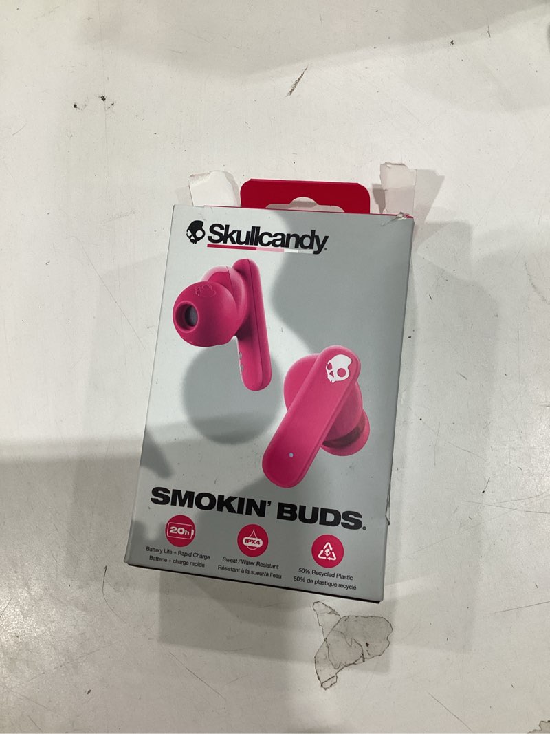Condition photo showing Good Condition for Skullcandy Smokin’ Buds Wireless Earbuds, Bluetooth Headphones, Noise Isolating Fit, Up to 20 Hours Battery, IPX4 Sweat and Water Resistant, Microphone for iPhone Android - Pink