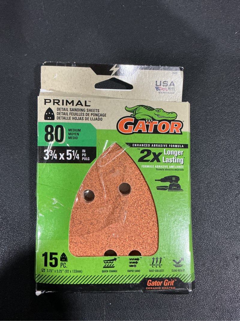 Condition photo showing Good Condition for Gator Mouse Refill 80 Grit 15pk 15 -Piece Aluminum oxide 80 -Grit Detail Sandpaper
