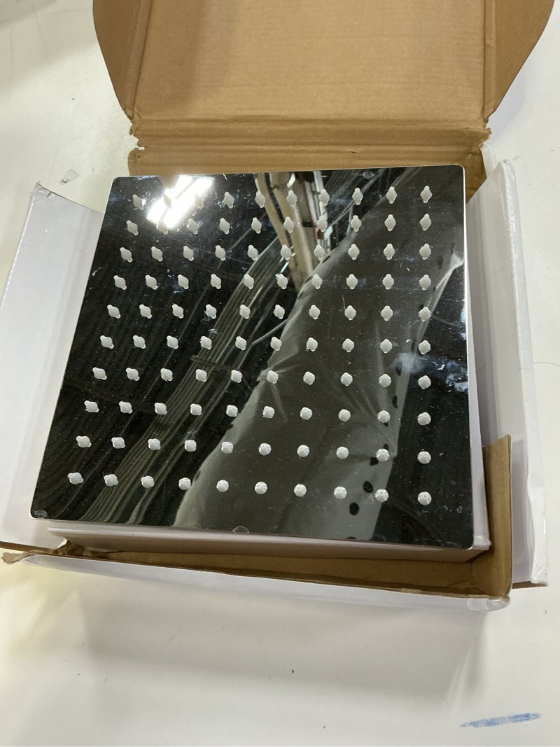 Condition photo showing Good Condition for NearMoon Rain Shower Head, High Flow Stainless Steel Square Rainfall Shower, High Pressure Design, Awesome Shower Experience Even At Low Water Flow (8 Inch, Chrome Finish) 8 Inch Square Chrome Finish