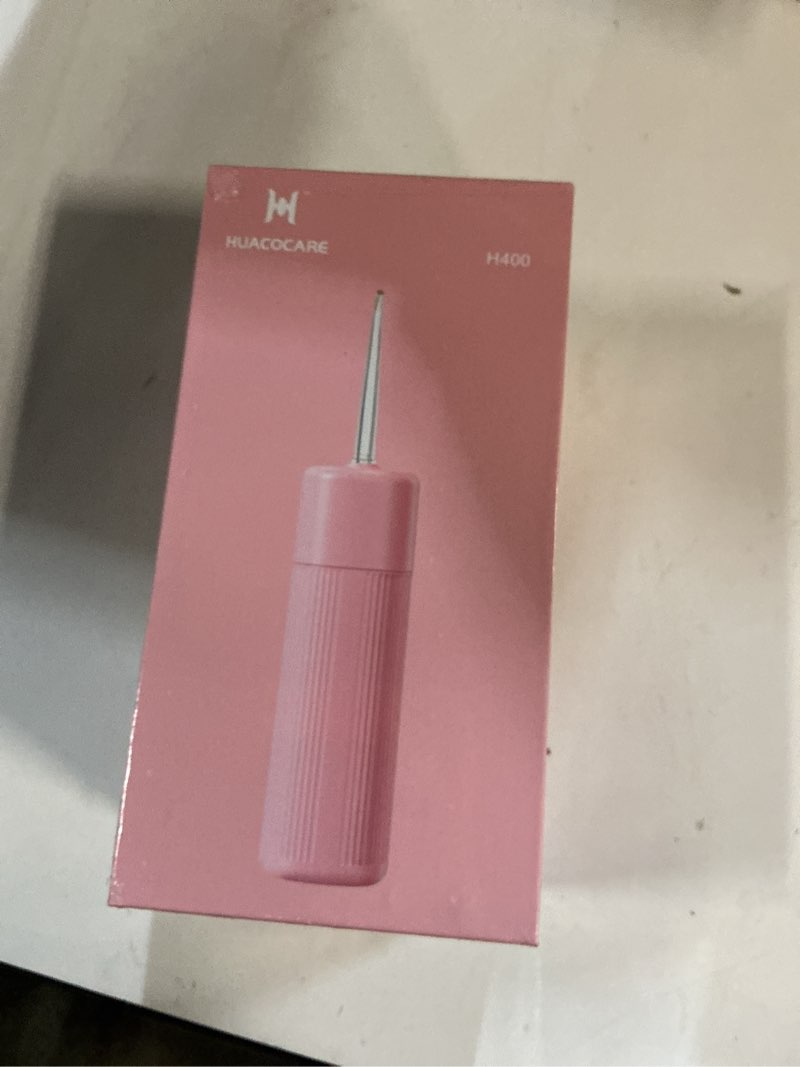 Condition photo showing New/Like New for huaco care portable mini water flosser, oral irrigator water teeth cleaner pick with telescopic water tank,3 modes & ipx7 waterproof, home & travel (pink)