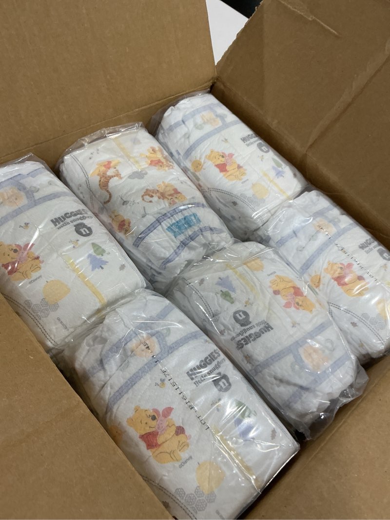 Condition photo showing Good Condition for huggies size newborn diapers, little snugglers baby diapers, size newborn (up to 10 lbs), 144 count, packaging may vary