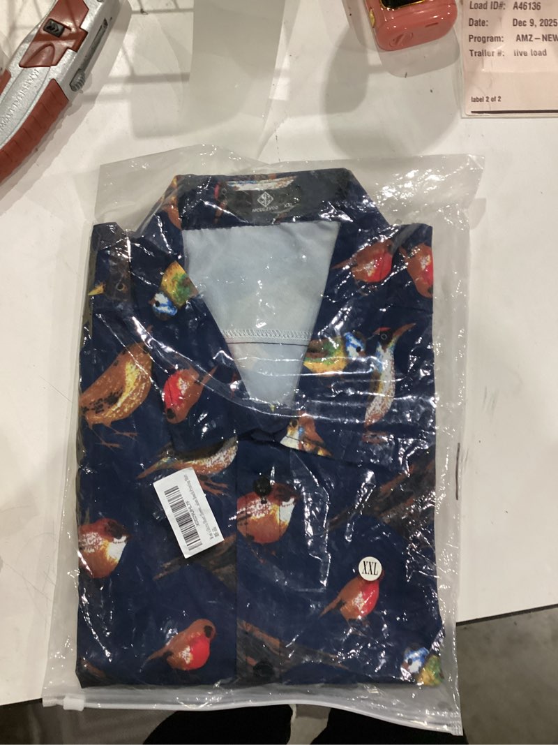 Condition photo showing New/Like New for MCULIVOD Men's Hawaiian Tropical Shirts, Printing Short Sleeve Casual Button Down Shirt XX-Large Navy Blue 2