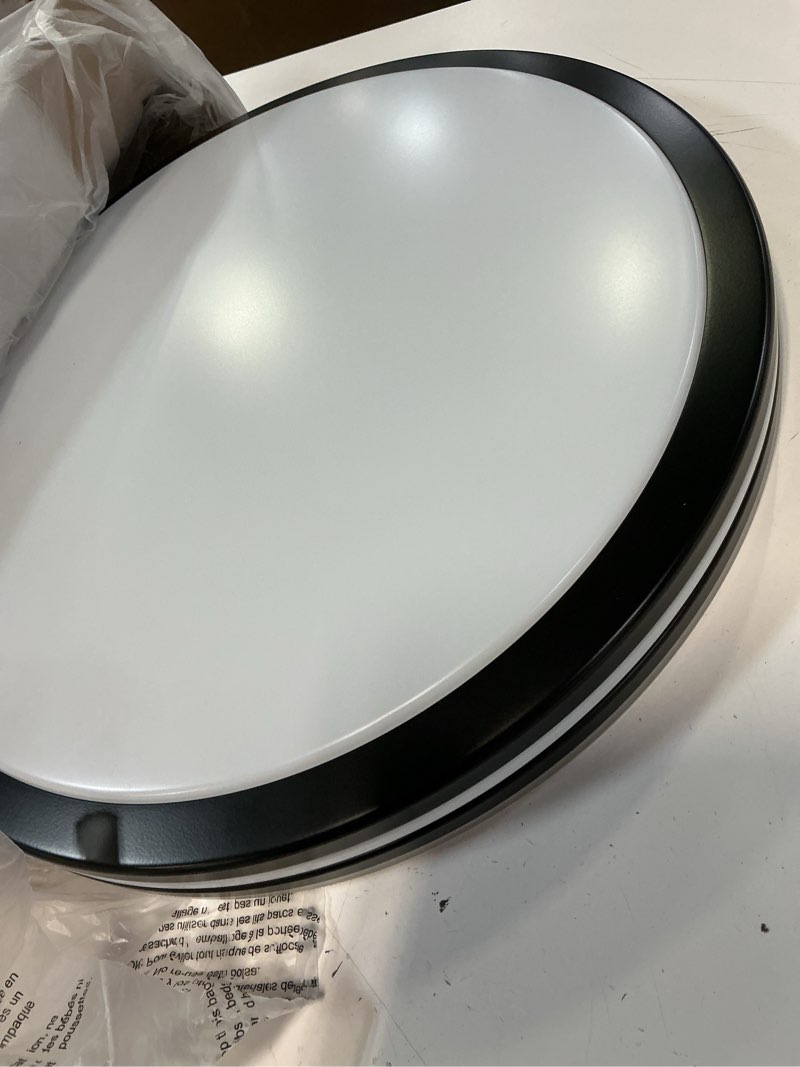 Condition photo showing Good Condition for allen + roth rendale 1-light black led flush mount light energy star
